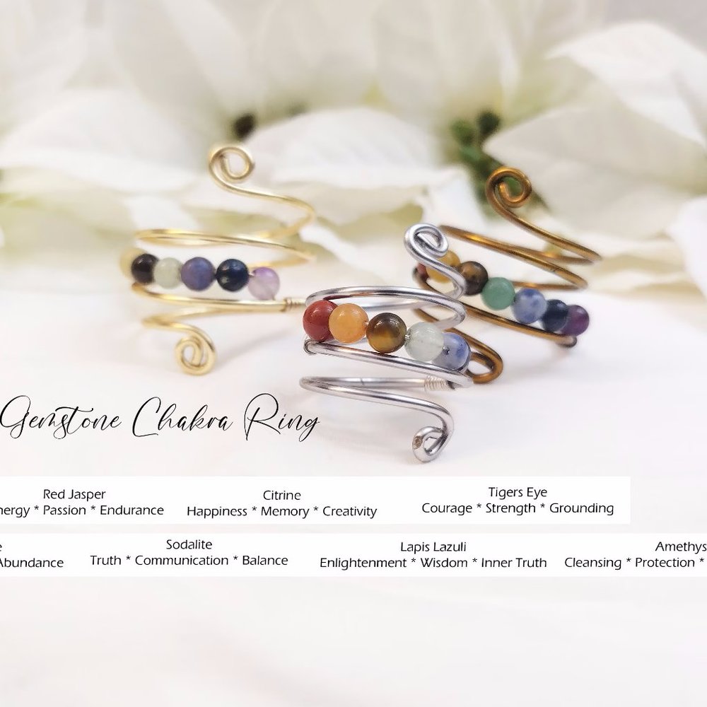 Chakra 7 Gemstone Statement Ring
